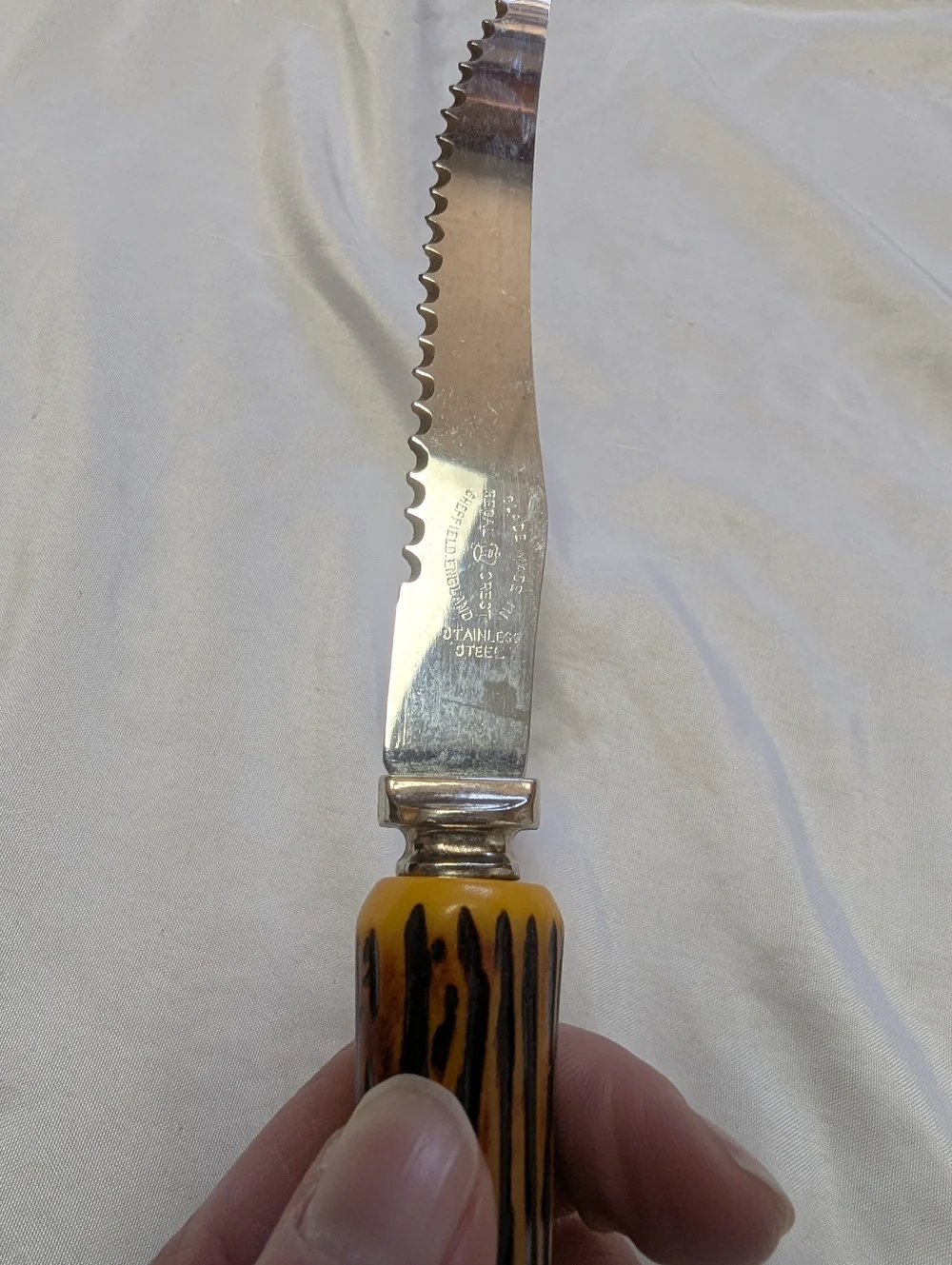 Set Of 4 Vtg. Royal Crest Sheffield England Faux Stag Horn Antler Steak Knives